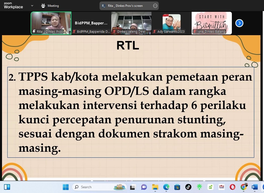 Bapperida Demak Ikuti Fasilitasi Implementasi Strategi Komunikasi Penurunan Stunting dari Dinkes Jateng